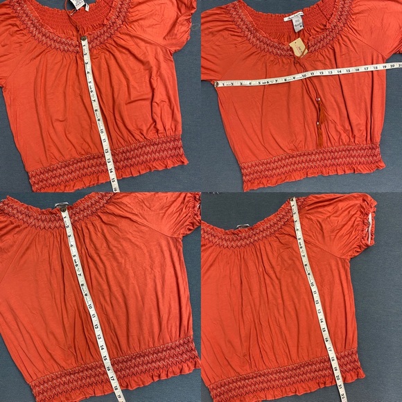 NWT American Rag Embroidered Orange Peasant Top M - Picture 9 of 9